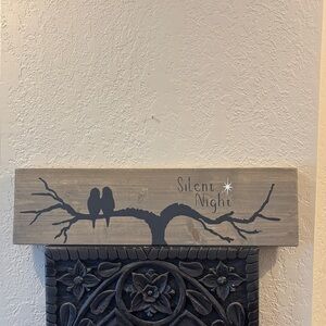 Silent Night Rustic Wall Art with Black and Brown Design on Wood